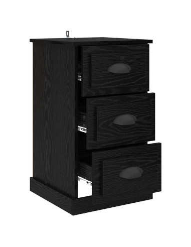 Armadio da Notte con cassetto Rovere Nero 39 x 39 x 67,5 cm