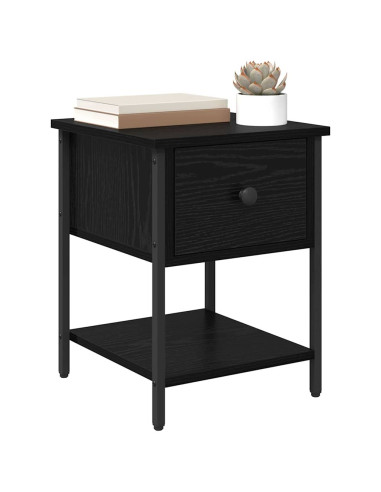 Comodino Rovere Nero 34 x 35,5 x 45 cm Legno multistrato