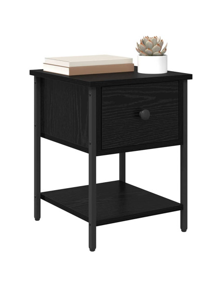 Comodino Rovere Nero 34 x 35,5 x 45 cm Legno multistrato