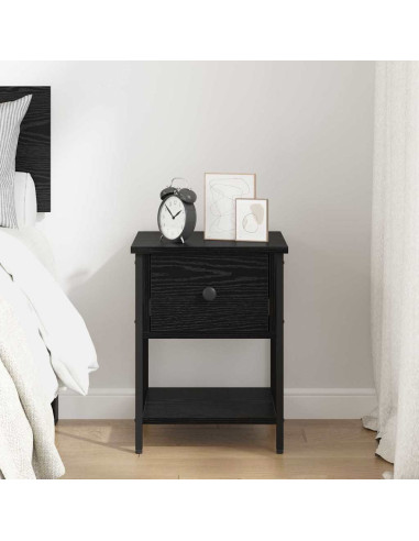 Comodino Rovere Nero 34 x 35,5 x 45 cm Legno multistrato