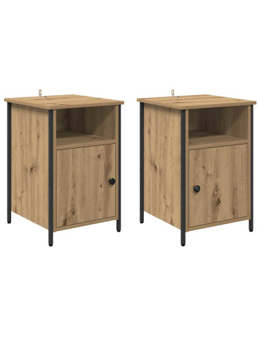 Armadio da Notte 2 pcs Rovere artigianale 40 x 42 x 60 cm