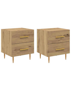 Armadio da Notte 2 pcs Rovere artigianale 40 x 35 x 47,5 cm 2