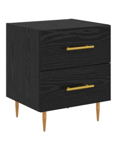 Armadio da Notte con cassetto Rovere Nero 40 x 35 x 47,5 cm 2