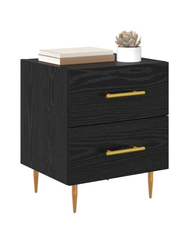 Armadio da Notte con cassetto Rovere Nero 40 x 35 x 47,5 cm