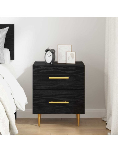 Armadio da Notte con cassetto Rovere Nero 40 x 35 x 47,5 cm