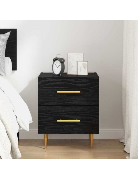 Armadio da Notte con cassetto Rovere Nero 40 x 35 x 47,5 cm