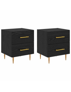 Armadio da Notte 2 pcs Rovere Nero 40 x 35 x 47,5 cm 2
