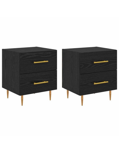Armadio da Notte 2 pcs Rovere Nero 40 x 35 x 47,5 cm
