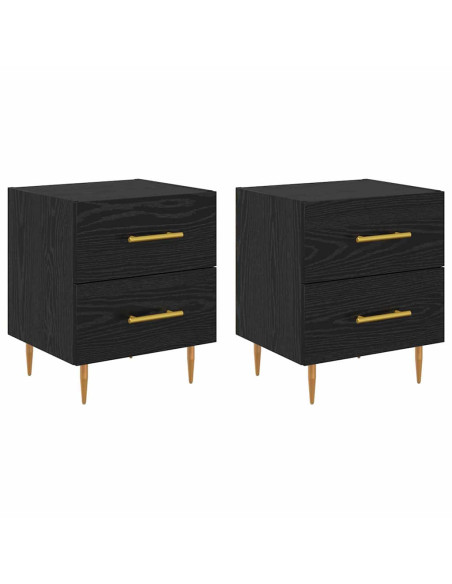Armadio da Notte 2 pcs Rovere Nero 40 x 35 x 47,5 cm