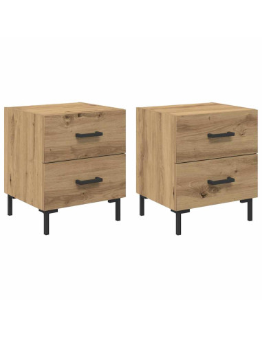 Armadio da Notte 2 pcs Rovere artigianale 40 x 35 x 47,5 cm