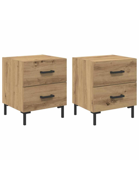 Armadio da Notte 2 pcs Rovere artigianale 40 x 35 x 47,5 cm
