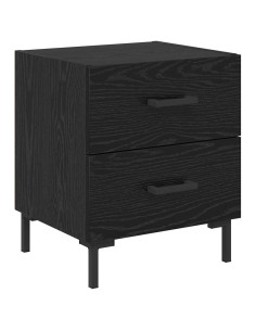 Armadio da Notte con cassetto Rovere Nero 40 x 35 x 47,5 cm 2
