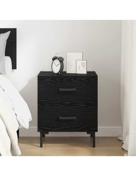 Armadio da Notte con cassetto Rovere Nero 40 x 35 x 47,5 cm