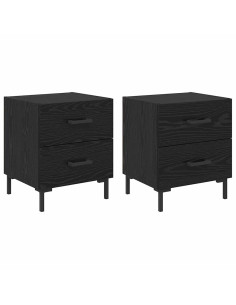 Armadio da Notte 2 pcs Rovere Nero 40 x 35 x 47,5 cm 2