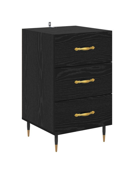 Armadio da Notte Rovere Nero 40 x 40 x 66 cm Legno multistrato
