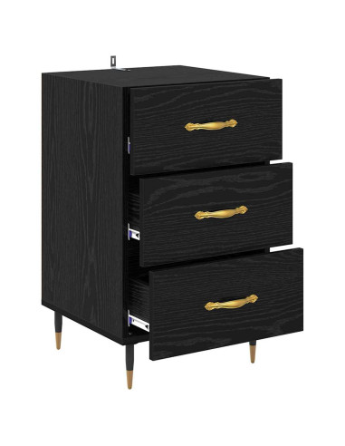 Armadio da Notte Rovere Nero 40 x 40 x 66 cm Legno multistrato