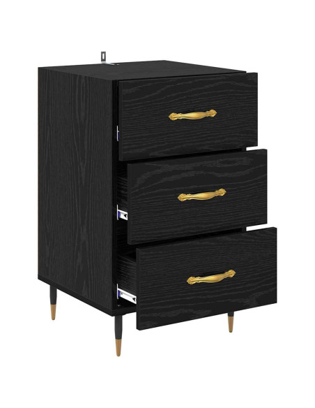 Armadio da Notte Rovere Nero 40 x 40 x 66 cm Legno multistrato