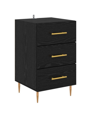 Armadio da Notte Rovere Nero 40 x 40 x 66 cm Legno multistrato