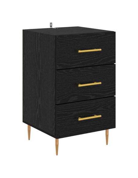Armadio da Notte Rovere Nero 40 x 40 x 66 cm Legno multistrato