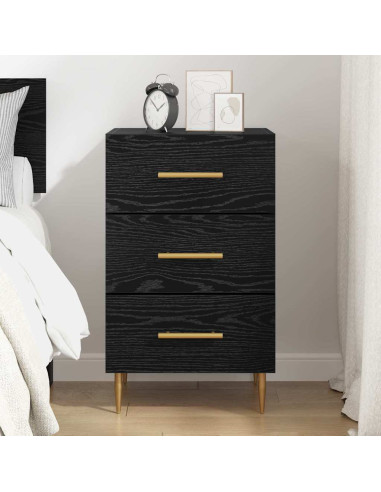 Armadio da Notte Rovere Nero 40 x 40 x 66 cm Legno multistrato