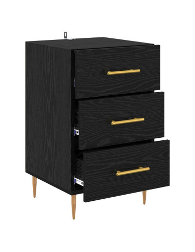 Armadio da Notte Rovere Nero 40 x 40 x 66 cm Legno multistrato