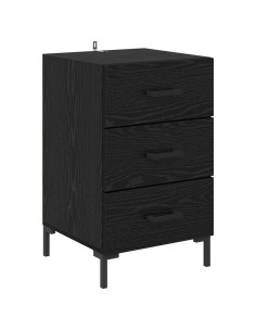 Armadio da Notte Rovere Nero 40 x 40 x 66 cm Legno multistrato 2