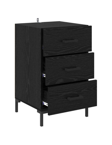 Armadio da Notte Rovere Nero 40 x 40 x 66 cm Legno multistrato