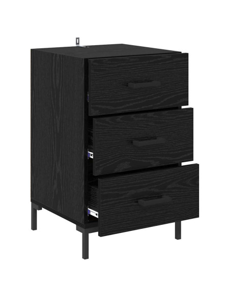 Armadio da Notte Rovere Nero 40 x 40 x 66 cm Legno multistrato