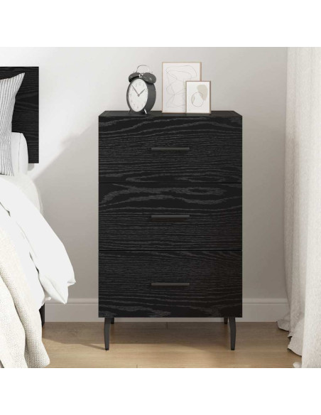 Armadio da Notte Rovere Nero 40 x 40 x 66 cm Legno multistrato