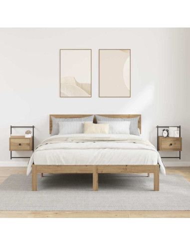 Armadio da Notte 2 pcs Rovere artigianale 35 x 30 x 51 cm