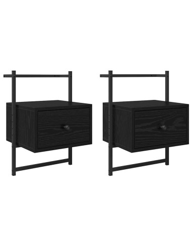 Armadio da Notte con cassetto 2 pcs Rovere Nero 35 x 30 x 51 cm
