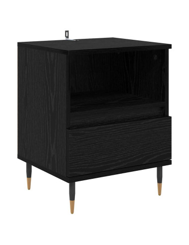 Armadio da Notte Rovere Nero 40 x 35 x 50 cm Legno multistrato