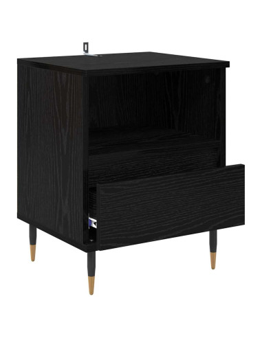 Armadio da Notte Rovere Nero 40 x 35 x 50 cm Legno multistrato