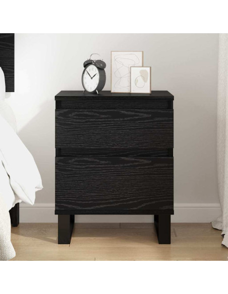 Armadio da Notte Rovere Nero 40 x 35 x 50 cm Legno multistrato