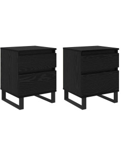 Armadio da Notte con cassetto 2 pcs Rovere Nero 40 x 35 x 50 cm 2
