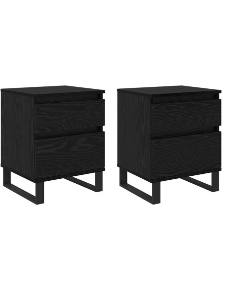 Armadio da Notte con cassetto 2 pcs Rovere Nero 40 x 35 x 50 cm