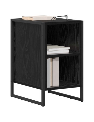 Comodino Rovere Nero 39.5 x 30 x 50 cm Legno multistrato
