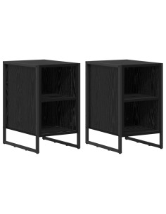 Comodino 2 pcs Rovere Nero 39.5 x 30 x 50 cm Legno multistrato 2
