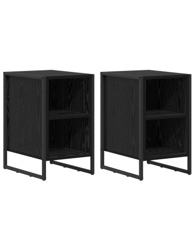 Comodino 2 pcs Rovere Nero 39.5 x 30 x 50 cm Legno multistrato