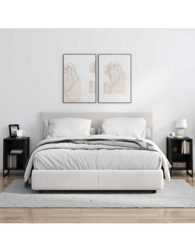 Comodino 2 pcs Rovere Nero 39.5 x 30 x 50 cm Legno multistrato