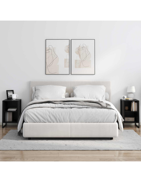 Comodino 2 pcs Rovere Nero 39.5 x 30 x 50 cm Legno multistrato