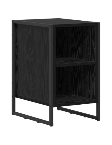 Comodino 2 pcs Rovere Nero 39.5 x 30 x 50 cm Legno multistrato