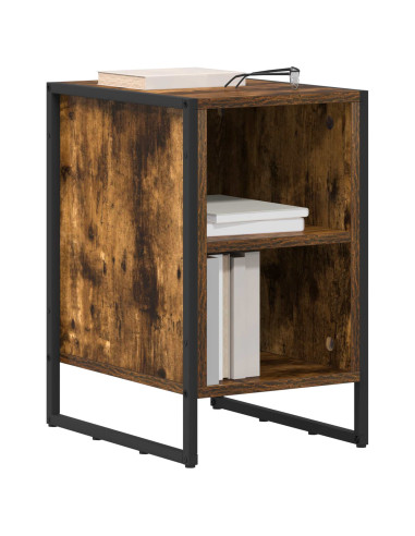 Comodino Rovere Fumè 39.5 x 30 x 50 cm Legno multistrato