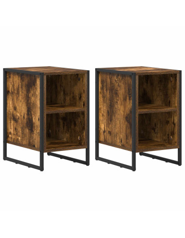 Comodino 2 pcs Rovere Fumè 39.5 x 30 x 50 cm Legno multistrato