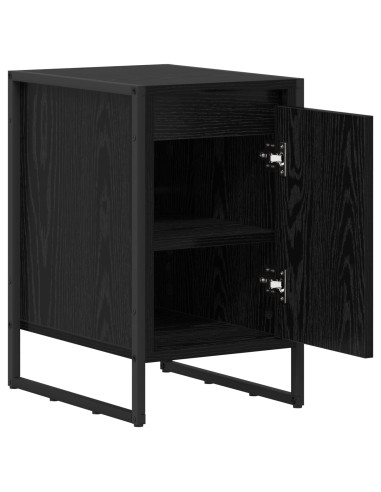 Comodino Rovere Nero 39,5 x 30 x 50 cm Legno multistrato