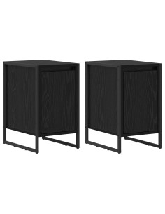 Comodino 2 pcs Rovere Nero 39,5 x 30 x 50 cm Legno multistrato 2