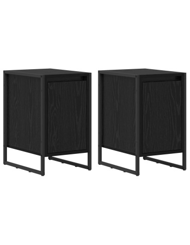 Comodino 2 pcs Rovere Nero 39,5 x 30 x 50 cm Legno multistrato