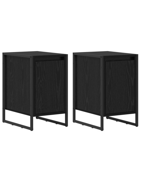 Comodino 2 pcs Rovere Nero 39,5 x 30 x 50 cm Legno multistrato