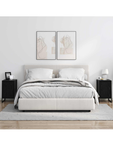 Comodino 2 pcs Rovere Nero 39,5 x 30 x 50 cm Legno multistrato