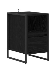 Comodino Rovere Nero 39,5 x 30 x 50 cm Legno multistrato 2